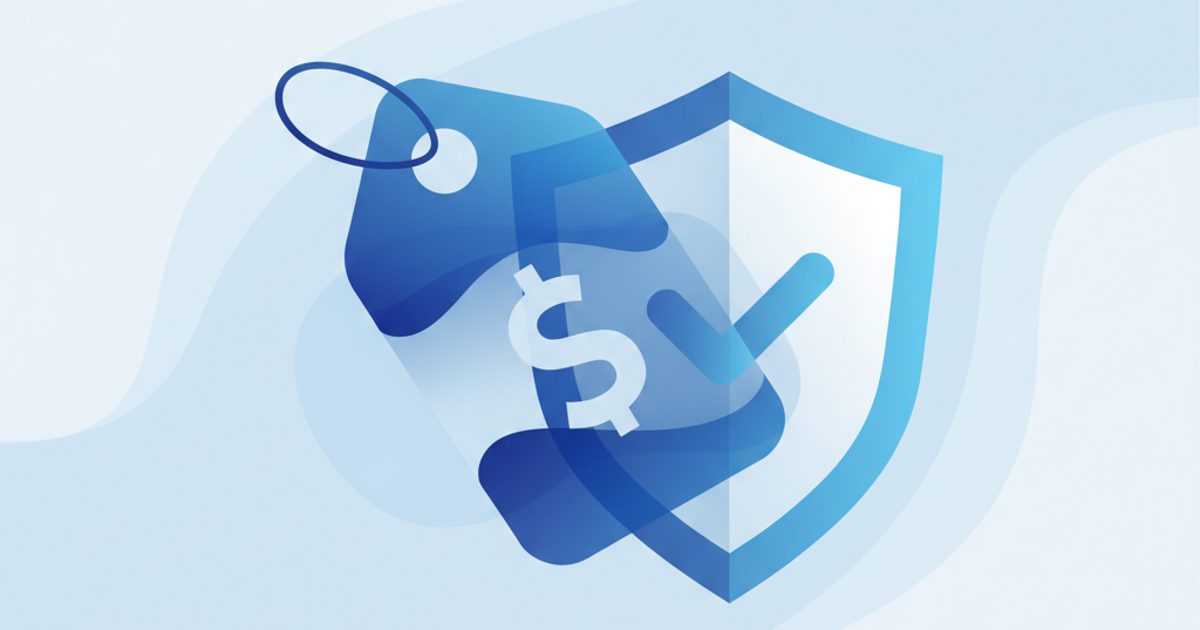 An abstract image of a price tag turning into a shield, symbolizing that the price of a Telegram bulk message sender correlates with its safety features.